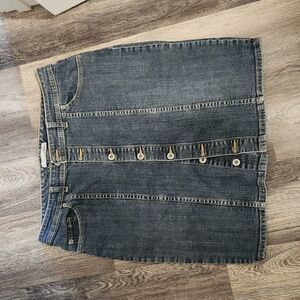 Chico's Platinum Button Down Denim Skirt size 2 size 14 Size Medium